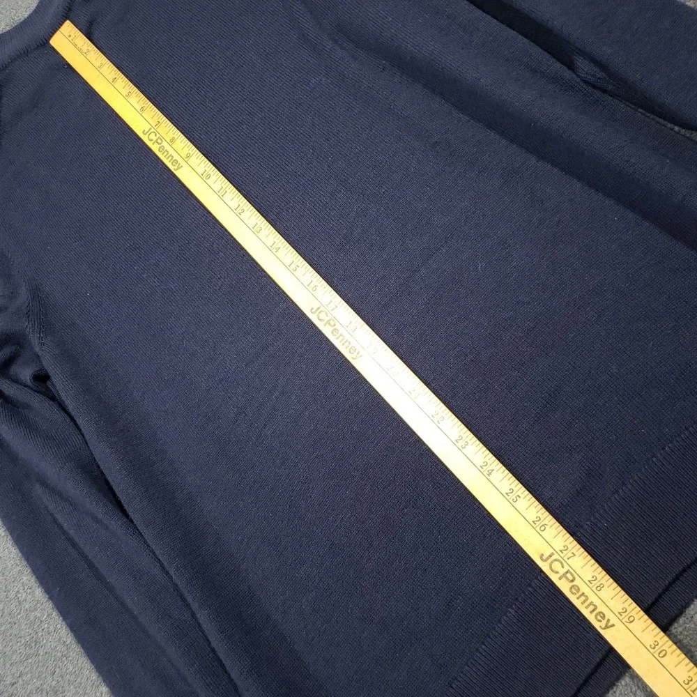 LL Bean‎ Quarter Zip Sweater Mens L Tall Navy Blue 100% Merino Wool 285159